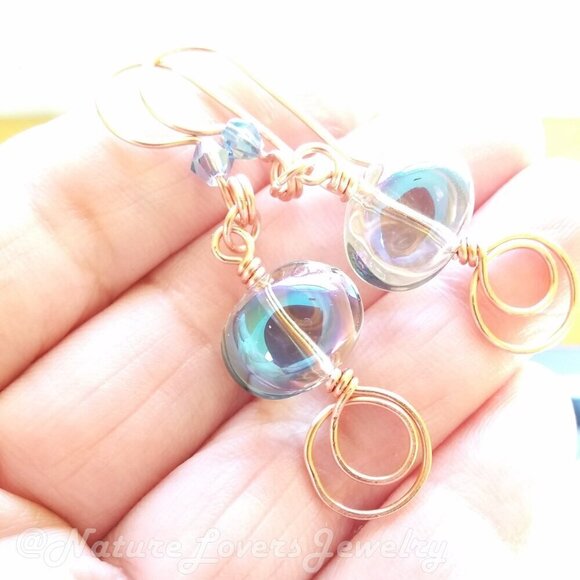 Amazing! Ultra Feminine Sexy Glam Earrings! Hand Crafted ~ Beaded ~ Wire Wrapped - Picture 2 of 9